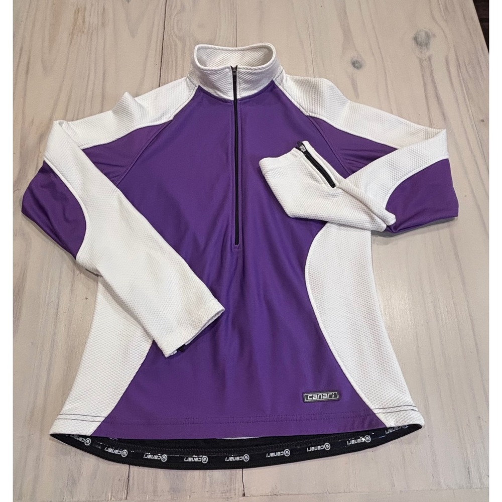 Canari Womens Purple White 1/4 Zip Long Sleeve Cycling Jersey Large USA Made